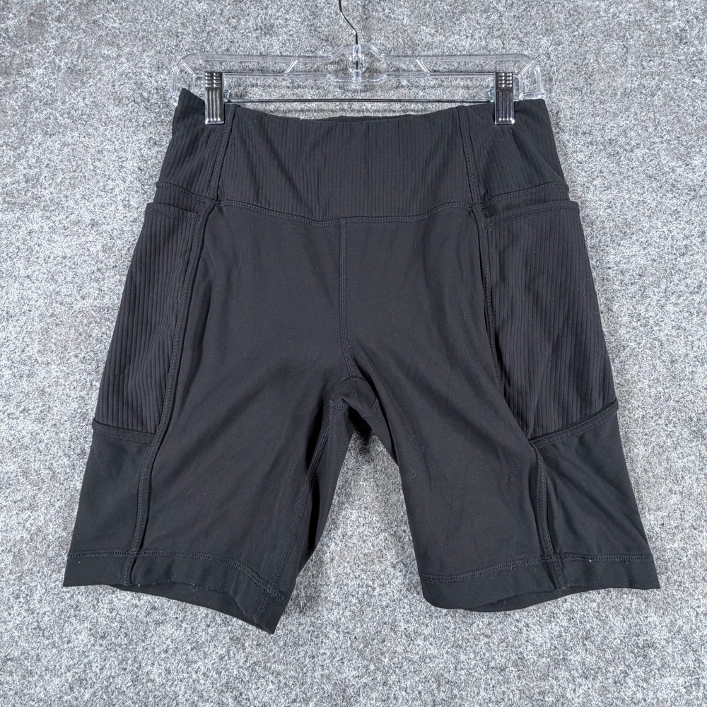 Mondetta Performance Luxury High Waist Biker Shorts Womens M Black Active Ribbed